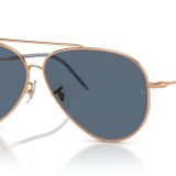 Ray-Ban Unisex Güneş Gözlüğü Altın Çerçeve, Yeşil Lensler, 59MM, Gül Altını/Koyu Mavi, 62 mm