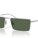 Ray-Ban Unisex Güneş Gözlüğü Gümüş Çerçeve, Mavi Lensler, 59MM, Gümüş/Koyu Yeşil Polarize, 56 mm