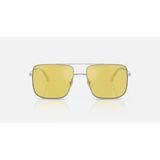 Ray-Ban Unisex Güneş Gözlüğü - Kare Gümüş Metal Çerçeve Sarı Cam Aynalı %100 Uv Koruma 0Rb3758