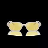 Ray-Ban Unisex Güneş Gözlüğü - Yastık Form Bulutlu Sıcak Beyaz Kemik Çerçeve Sarı Cam Aynalı %100 Uv Koruma 0Rb4455