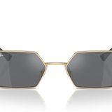 Ray-Ban Unisex Rb3728 Yevi Altıgen Güneş Gözlüğü, Açık Altın/Koyu Gri Aynalı Gümüş, 55 mm