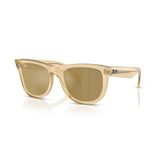 Ray-Ban Unisex Rbr0502s Wayfarer Ters Kare Güneş Gözlüğü, Opal Sarı/Kahverengi Aynalı Altın, 50 mm