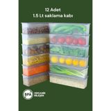 ray plastik 12 Adet Şeffaf Dar Uzun Saklama Kabı 1,5 Lt.