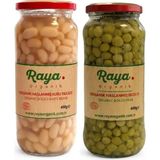 Raya Organik Organik Haşlanmış Bezelye 400 gr -Organik Haşlanmış Fasulye 400 gr 2'li Set - 800 gr