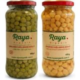Raya Organik Organik Haşlanmış Nohut 400 gr - Organik Haşlanmış Bezelye 400 gr 2 'li Set - 800 gr