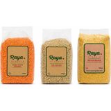Raya Organik Organik Kırmızı Mercimek, Yeşil Mercimek ve Köftelik Bulgur 1 kg 3'lü Set - 3 kg