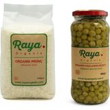 Raya Organik Organik Pirinç 1 kg - Organik Haşlanmış Bezelye 400 gr 2'li Set - 1,4 kg