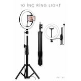 RAYLAX 10 İnç Ring Light Tripod Selfie Işığı Telefon Tutucu TikTok YouTube Makyaj Çekim Lambası 2.1 Mt