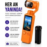 Raylax 2.5k UHD Vlog Kamera 16X Dijital Zoom 180° Döner Ekran Dijital Video Kamera Aksiyon Kamera - Turuncu