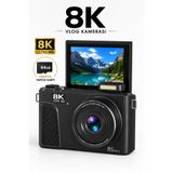 RAYLAX 8K Dijital Vlog Fotoğraf Makinesi 88MP 18X Zoom 64GB Hafıza Kartı Hediyeli Flaşlı Retro Kamera