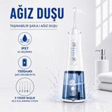 Raylax Ağız Duşu Şarjlı 320 ml Su Hazneli 4 Modlu Su Geçirmez Taşınabilir Oral Irrigator 5 Başlıklı Derin Temizlik Type-C - Beyaz