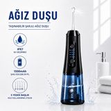 Raylax Ağız Duşu Şarjlı 320 ml Su Hazneli 4 Modlu Su Geçirmez Taşınabilir Oral Irrigator 5 Başlıklı Derin Temizlik Type-C - Siyah