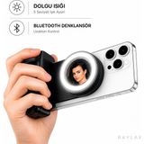Raylax Manyetik Telefon Tutucu Selfie Işığı Bluetooth Kumandalı Tiktok Instagram Çekim Aparatı - Siyah