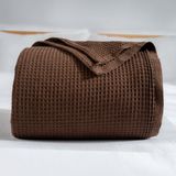 RAYME TEKSTİL - 100% Pamuk Pike Yatak Örtüsü Waffle Dokuma - Tek Kişilik ve Çift Kişilik 4 Mevsim Dekoratif Hafif Yumuşak Pikeler (Koyu Kahverengi, Çift Kişilik Pike 200x240 cm)
