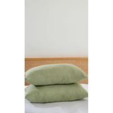RAYME TEKSTIL 4 Katlı Müslin Yastık Kılıfı,%100 Pamuk, 50x70 cm, 2'li Set, Nefes Alabilir, Düz Renk, Yatak Odası için (Adaçayı Yeşil)