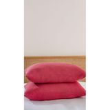 RAYME TEKSTIL 4 Katlı Müslin Yastık Kılıfı,%100 Pamuk, 50x70 cm, 2'li Set, Nefes Alabilir, Düz Renk, Yatak Odası için (Fuşya)