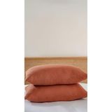 RAYME TEKSTIL 4 Katlı Müslin Yastık Kılıfı,%100 Pamuk, 50x70 cm, 2'li Set, Nefes Alabilir, Düz Renk, Yatak Odası için (Kiremit)