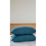 RAYME TEKSTIL 4 Katlı Müslin Yastık Kılıfı,%100 Pamuk, 50x70 cm, 2'li Set, Nefes Alabilir, Düz Renk, Yatak Odası için (Petrol Mavisi)