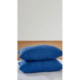 RAYME TEKSTIL 4 Katlı Müslin Yastık Kılıfı,%100 Pamuk, 50x70 cm, 2'li Set, Nefes Alabilir, Düz Renk, Yatak Odası için (Saks Mavi)