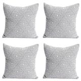 RAYME TEKSTIL Lüks 100% Pamuk Dekoratif Desenli Kırlent Kılıfı 4 Adet Set 45x45 cm, Kaliteli Pamuklu Kumaş Kırlent ve Minder Kılıfı (Açık Gri, 4 Adet 45x45 cm)