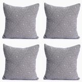 RAYME TEKSTIL Lüks 100% Pamuk Dekoratif Desenli Kırlent Kılıfı 4 Adet Set 45x45 cm, Kaliteli Pamuklu Kumaş Kırlent ve Minder Kılıfı (Antrasit, 4 Adet 45x45 cm)