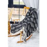 RAYME TEKSTIL Lüks 100% Pamuk Koltuk Şalı TV Battaniyesi, Geniş 130x170 cm Yüksek Kaliteli Pamuklu Kumaş Dekoratif Koltuk Atma Şal Battaniyeleri (Cozy Nest Siyah)