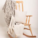 RAYME TEKSTIL Lüks 100% Pamuk Koltuk Şalı TV Battaniyesi, Geniş 130x170 cm Yüksek Kaliteli Pamuklu Kumaş Dekoratif Koltuk Atma Şal Battaniyeleri (Palm Antrasit)