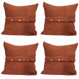 RAYME TEKSTIL Lüks Müslin Dekoratif Yastık Kılıfları 4 Adet Set 45x45 cm, 100% Pamuk 4-Katlı Muslin Kumaş Yumuşak Kırlent ve Minder Kılıfı (Tarçın Kahve, 45x45 cm (4 Adetli Set))