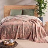 RAYME TEKSTIL Müslin Hybrid Yorgan, 240x260 cm, Makinede Yıkanabilir, Konforlu Hafif 100% Pamuklu Müslin Kumaş Kaplamalı Elyaf Yorgan Battaniye (Lavanta Kiremit)