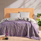 RAYME TEKSTIL Müslin Hybrid Yorgan, 240x260 cm, Makinede Yıkanabilir, Konforlu Hafif 100% Pamuklu Müslin Kumaş Kaplamalı Elyaf Yorgan Battaniye (Lavanta Mor)