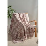 RAYME TEKSTIL%100 Pamuk Çok Amaçlı Örtü, Koltuk Şalı ve TV Battaniyesi, 130x170 cm, Dekoratif Ev Tekstili (Bordo, CARETTA)