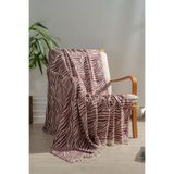RAYME TEKSTIL%100 Pamuk Çok Amaçlı Örtü, Koltuk Şalı ve TV Battaniyesi, 130x170 cm, Dekoratif Ev Tekstili (Bordo, ZEBRA)