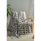 RAYME TEKSTIL%100 Pamuk Çok Amaçlı Örtü, Koltuk Şalı ve TV Battaniyesi, 130x170 cm, Dekoratif Ev Tekstili (Siyah, REFLACTİON)