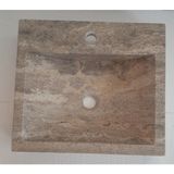 Raymer Tezgah Üstü Traverten Kare Lavabo,mermer Lavabo