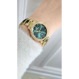 Raymond RYM-213058L QUARTZ 28mm TAŞLI KADIN KOL SAATİ - 2 YIL GARANTİ GOLD-YEŞİL