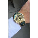 Raymond RYM-280267 ERKEK İSKELET OTOMATİK KOL SAATİ GOLD-GREEN