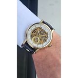 Raymond RYM-4853 OTOMATİK ERKEK İSKELET MODEL KOL SAATİ - ÇELİK KASA - DERİ KORDON -2 YIL GARANTİ GOLD-BRW-W