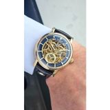 Raymond RYM-4853 OTOMATİK ERKEK İSKELET MODEL KOL SAATİ - ÇELİK KASA - DERİ KORDON - 2 YIL GARANTİ GOLD-BRW