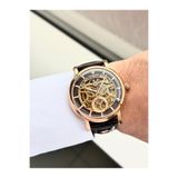 Raymond RYM-4853 OTOMATİK ERKEK İSKELET MODEL KOL SAATİ - ÇELİK KASA - DERİ KORDON - 2 YIL GARANTİ ROSE-BRW