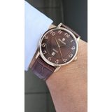 Raymond RYM-631820MZ2 QUARTZ KLASİK ERKEK KOL SAATİ - ÇELİK KASA -DERİ KORDON-2 YIL GARANTİ ROSE-KAHVE