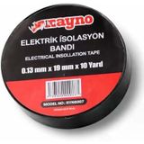 Rayno Elektrik İzolasyon Bandı 10’lu Set – 0.13 mm x 19 mm x 10 Yard – Siyah Elektrik Bandı – Profesyonel Yalıtım Bandı