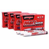 Rayno Paint Marker 12’li Set | Tüm Yüzeyler İçin Kalıcı Boya Markörü | Metal Cam Plastik Ahşap Taş | Profesyonel Endüstriyel Kullanım (Kırmızı)