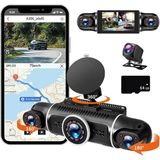 Raynox 4 Kameralı Araç Kamerası 1080P Kayıt Gps Takip G Sensör 170° Görüş Açısı Park Modu ve Hareket Algılama Y10 - Siyah