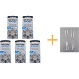 Rayovac Koklear Implant Işitme Cihazı Pili 675CP Implant Pro+ (5 Paket x 6 Adet = 30 Adet Pil) + Hediye Işitme Cihazı Hortumu (4 Adet, Orta-Standart Olan Kıvrılmış Hortum) - 5'li