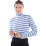 Rays 6622 Boğazlı Çizgili Yumoş Kazak Mavi - Standart