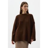 Rays Acı Kahve Bisiklet Yaka Oversize Kadın Kazak 2450 - Standart