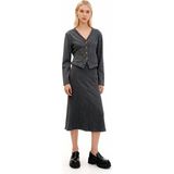 Rays Antrasit Cepli Düğmeli Hırka ve Uzun Etek Takım 3109A - 40