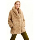 Rays Camel Çıt Çıtlı Peluş Kadın Kaban 8471