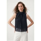 Rays Siyah Halter Yaka Puantiyeli Şifon Bluz 2932