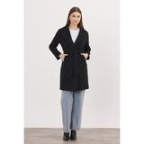 Rays Siyah Kemerli İçi Astarlı Uzun Kaşe Kaban 7149A - 2XL
